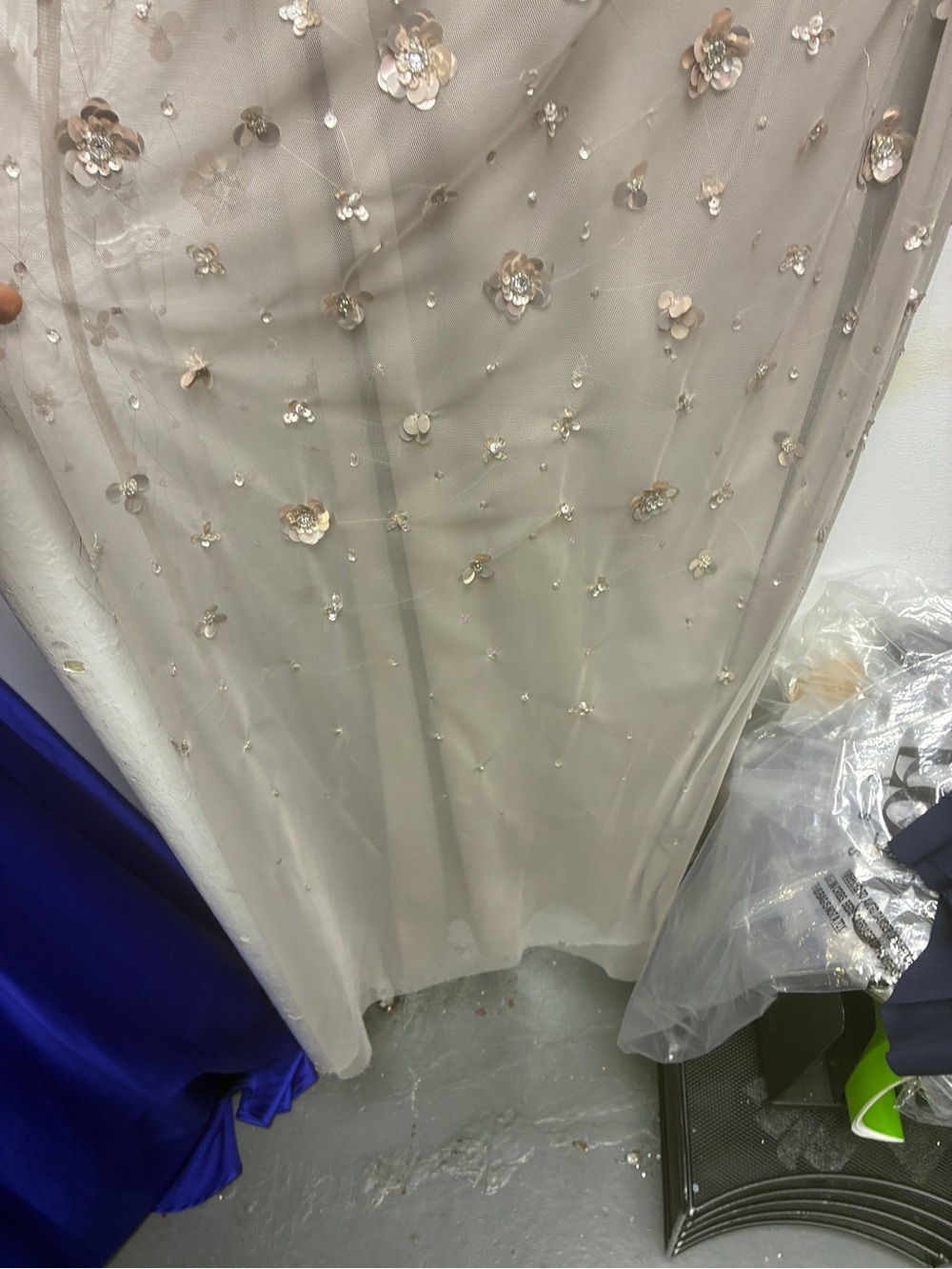Adrianna Papell Champagne Floral Sequin Off Shoulder Gown NWT Size 2 MOB GALA - Picture 9 of 12